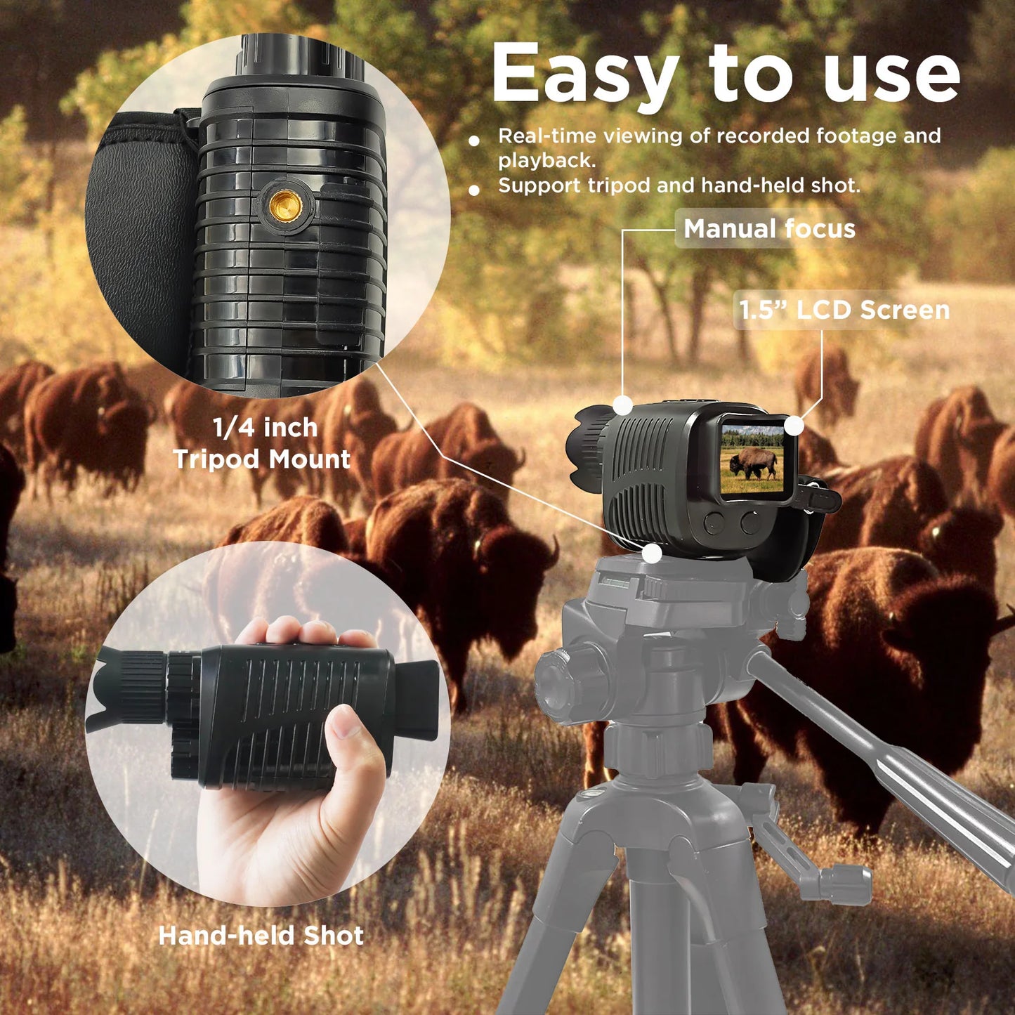 Night Vision Monocular, 1080p Infrared Monocular for 100% Darkness