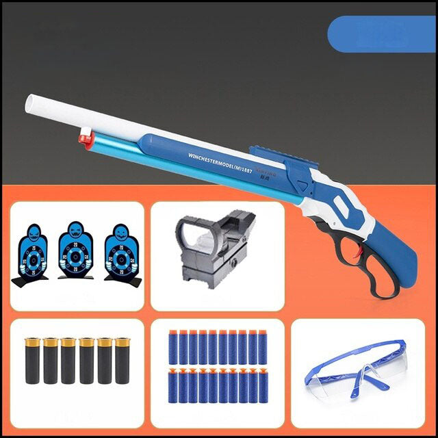 Winchester 1887 Soft Bullet Toy Gun Blue / Shells * 6 + Softbullets 20 Toys & Games