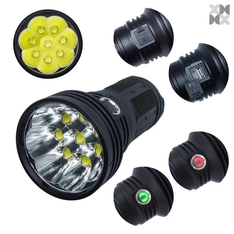 45000LM LED Flashlight USB-C Rechargeable LED Strong Lamp Multitool - 手电筒
