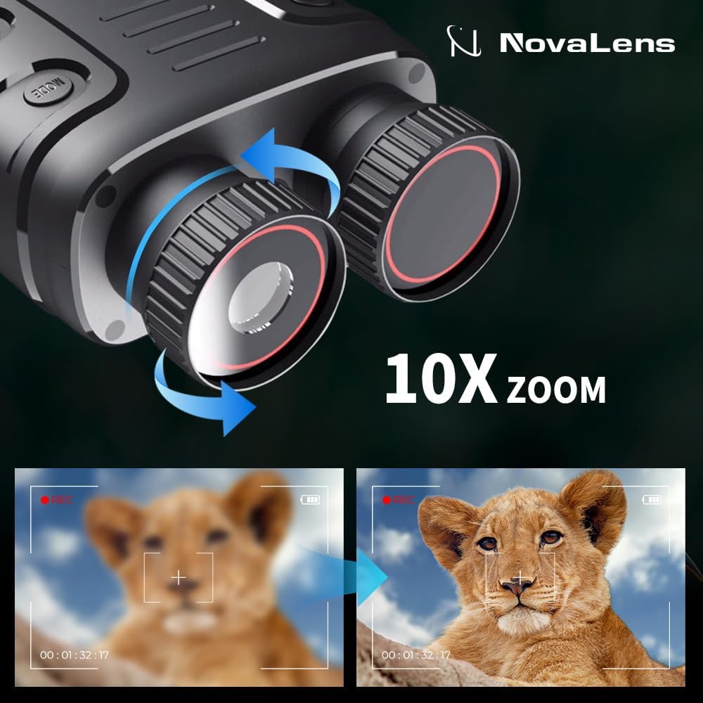 Night Vision Goggles,Night Vision Binoculars for Adults with 2* Rechargeable Batteries,7-Level Infrared & 10X Zoom