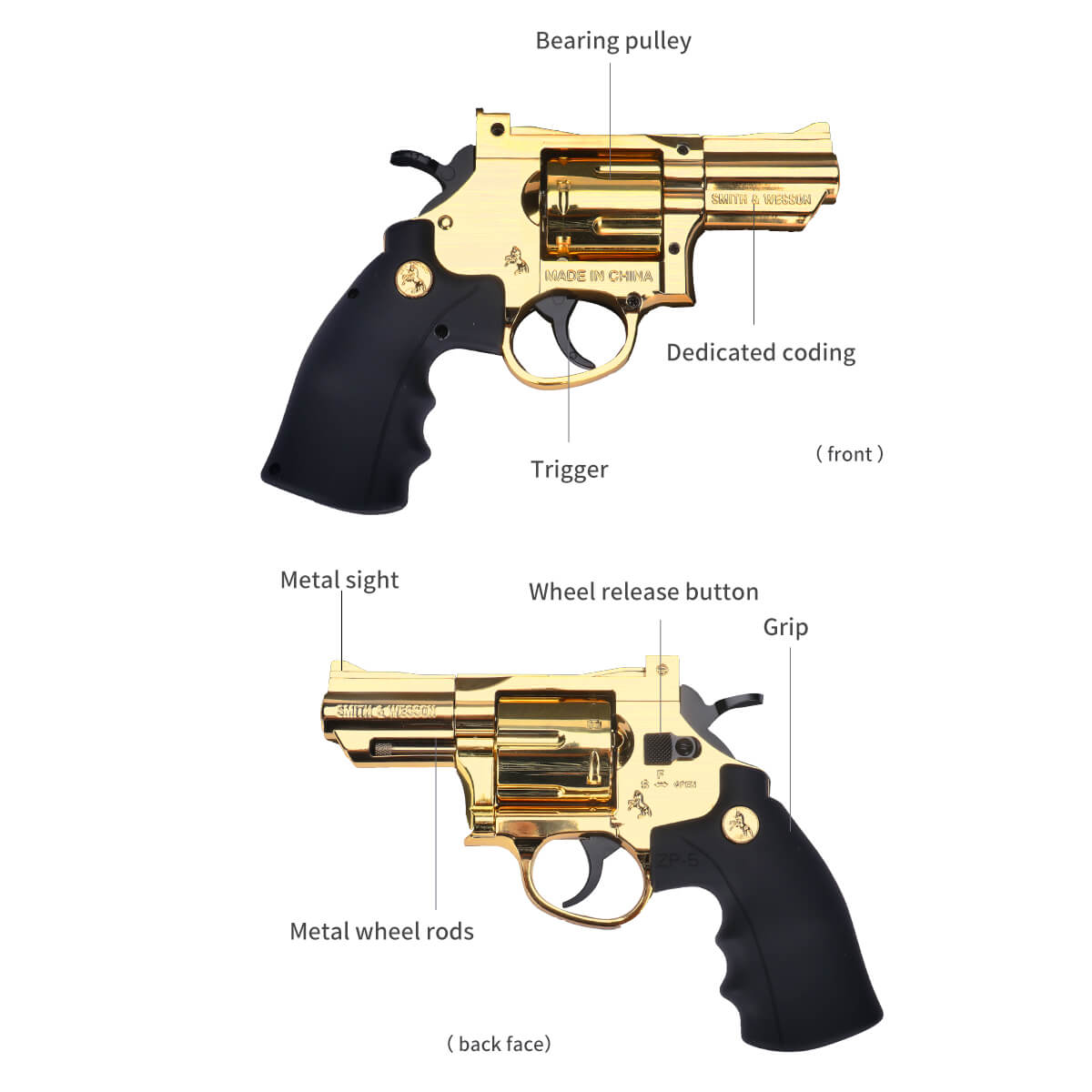 Zp5 Metal Revolver Soft Bullet Gel Blaster