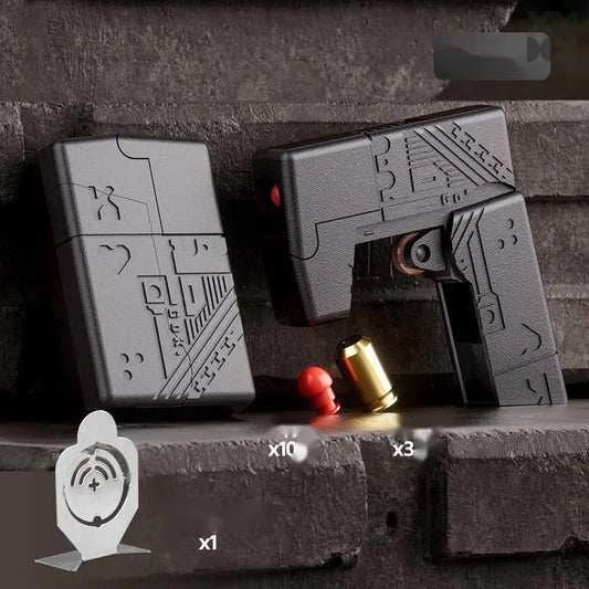 Agent Fire Folding Metal Lighter Toy Gun Dart Blatser - Black