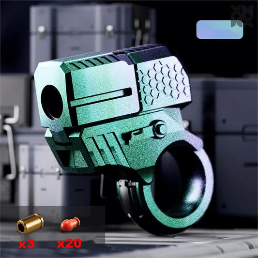 Alloy Mini Ring Pistol Toy Nerf Blaster EDC - Chameleon / 3 Metal shells + 20 bullets