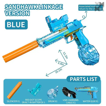 Desert Eagle Manual/Auto Blowback Pistol Water Gun - clear blue