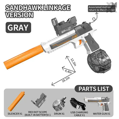 Desert Eagle Manual/Auto Blowback Pistol Water Gun - gray
