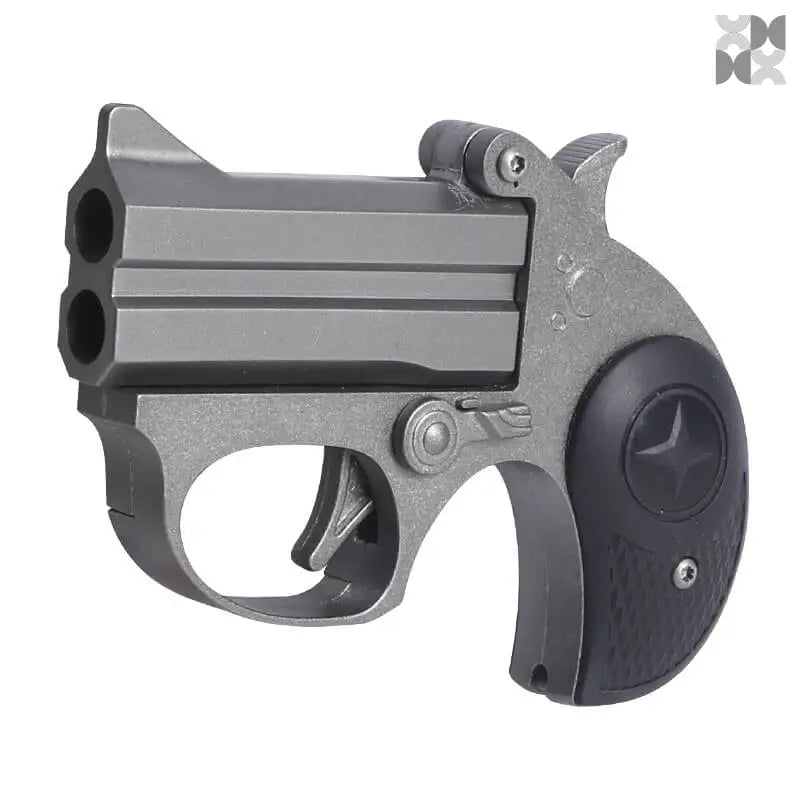 Double Barrel Metal Derringer Nerf Toy Gun - Blue / 3*shells + 10 plastic bullets