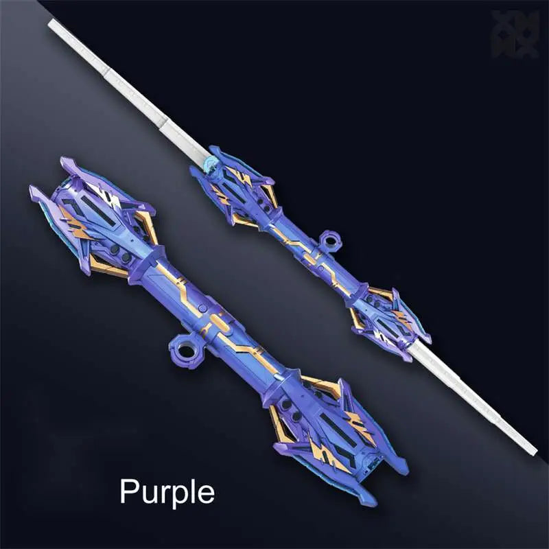 Double-head Rotatable Flash Lightsaber Telescopic Sword - Purple