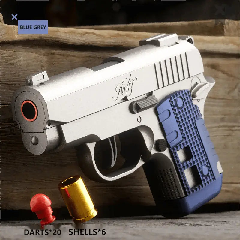 MINI M1911 Model Dart Blaster Shelss Ejection - Blue Grey / 3*shells + 10 plastic bullets