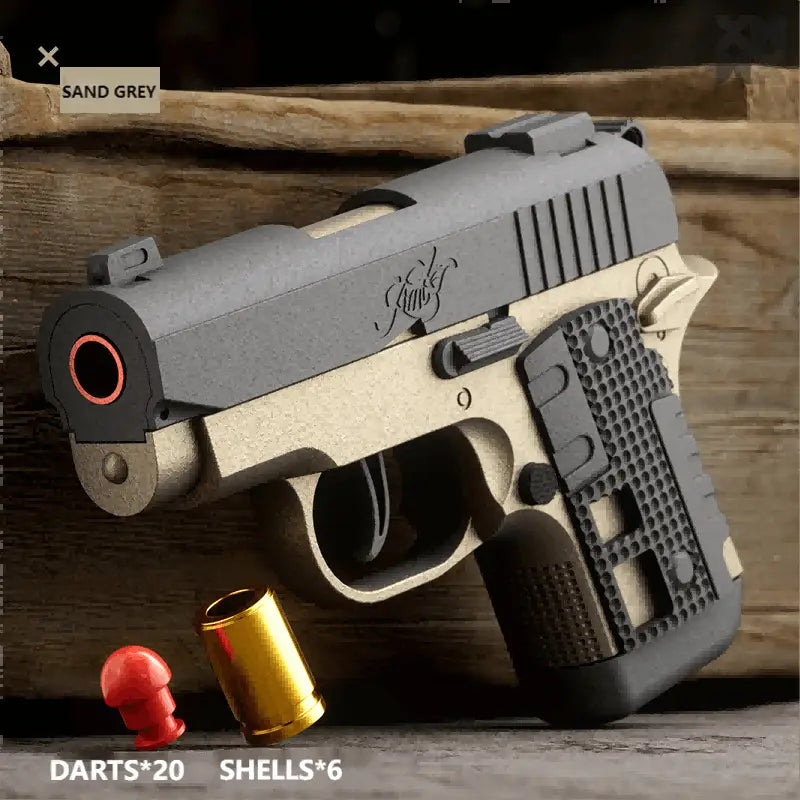 MINI M1911 Model Dart Blaster Shelss Ejection - Sand Grey / 3*shells + 10 plastic bullets