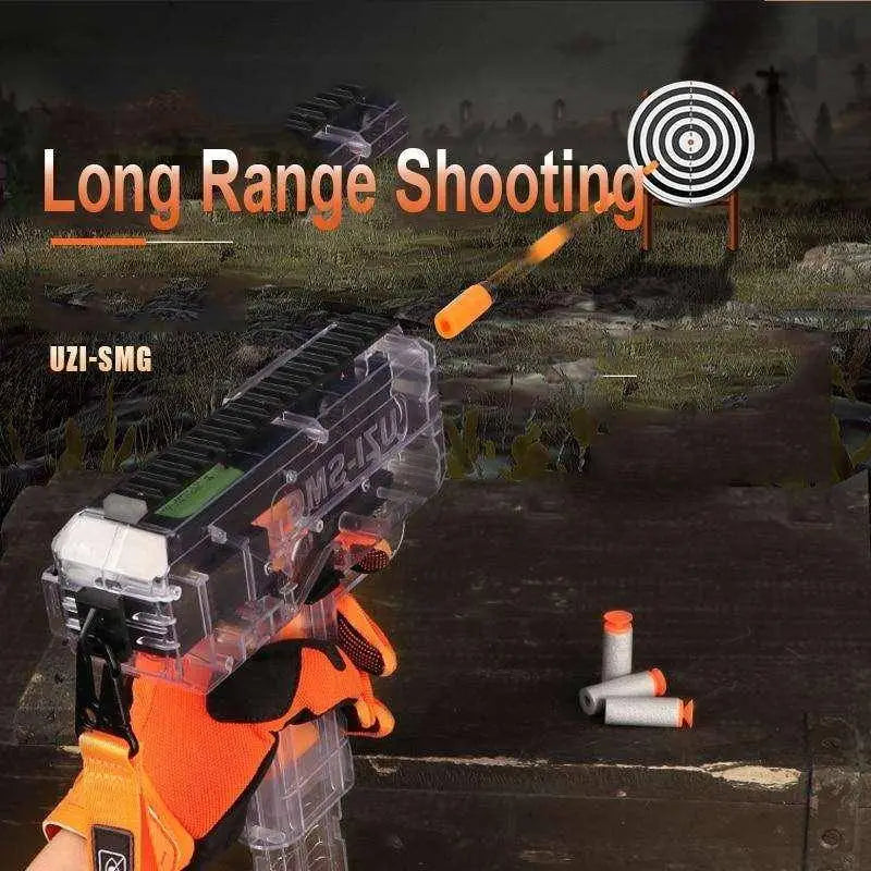 Plastic Toys Gun UZI Electric Burst Shooting Darts Bullets Game Boy Toy - BOOST TOYS
